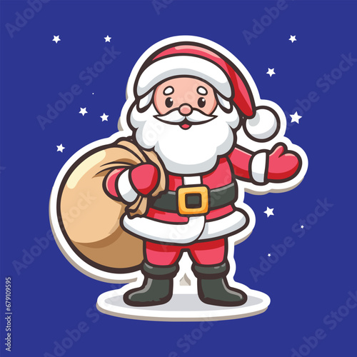 sticker of a Santa Clause holding a sack of gifts