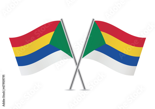 Druze crossed flags, isolated on a white background. Vector icon set. Vector illustration.