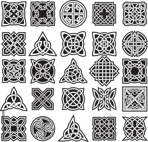 Vector gold and red celtic knot. Ornament of ancient European peoples. The sign and symbol of the Irish, Scots, Britons, Franks.