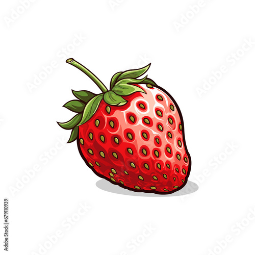 Strawberry fruit illustration  isolated on a transparent background.