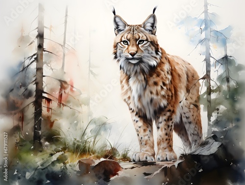 Enchanting Lynx: Graceful Forest Animal on a White Background