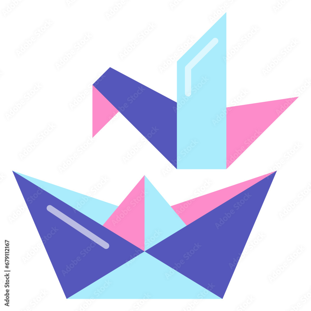 Origami icon collection. Flying Bird Icon. Paper boat icon Origami icon collection. Flying Bird Icon. Paper boat icon