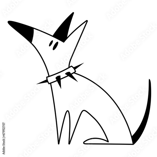 vector linear illustration of a funny cute pitbull dog isolated on a white background. Useful for pet stores, dog clothing, dog products, dog courses, dog food, kennel clubs, printing, cards, web