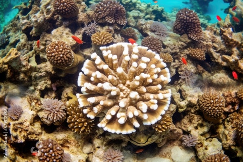 shot of round, brown coral colony