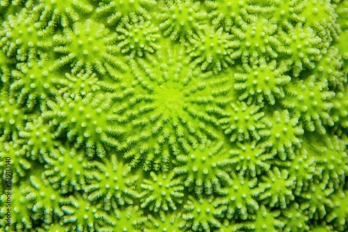 detail of a green star polyps coral surface