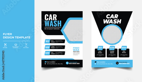 Car Wash Flyer Design Template, Car Cleaning Service Flyer Poster, automobile car service flyer