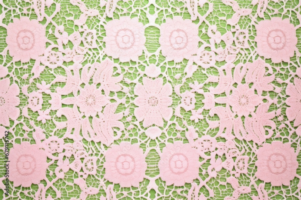 two-toned floral lace pattern: pastel pink and green
