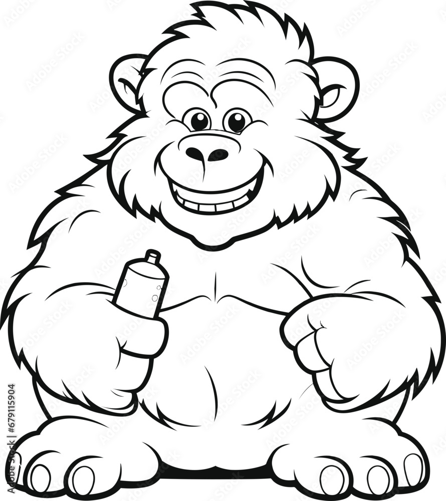 Obraz premium Gorilla animal coloring page, vector Image