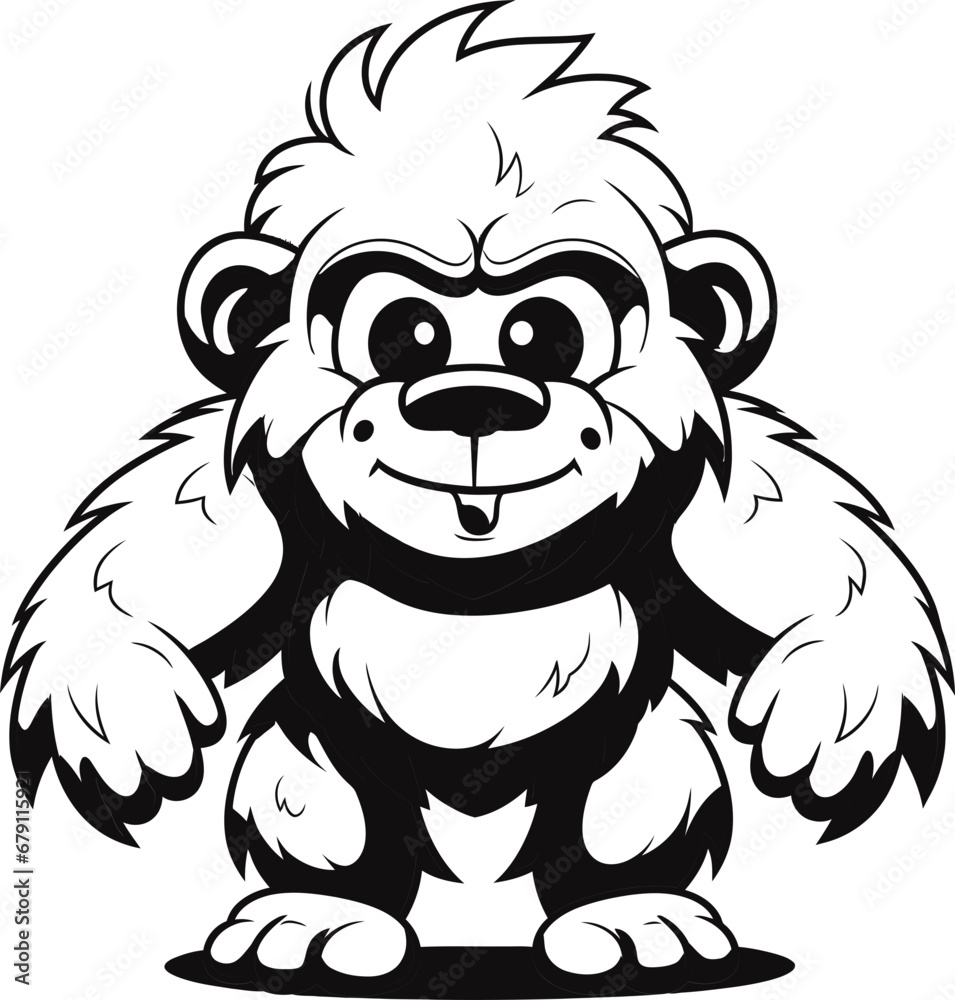 Gorilla animal coloring page, vector Image