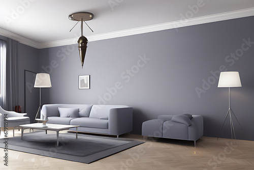 Creative Drawing Room, Wall Paint Color Primer Gray with Sofa
