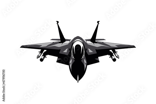 Jet fighter view from above logo clipart logo style. Vector illustration design.