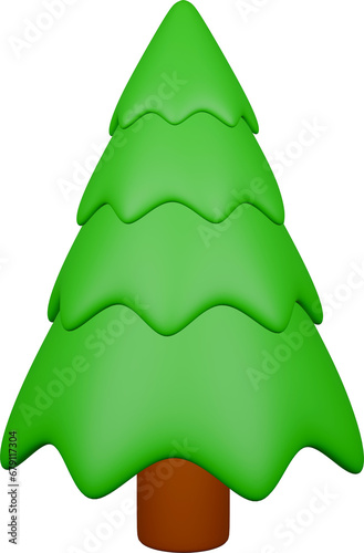 3D render Christmas tree transparent background