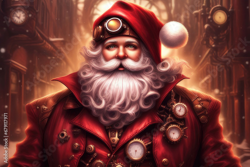 Santa Claus in steampunk style. Christmas. New Year 2023
