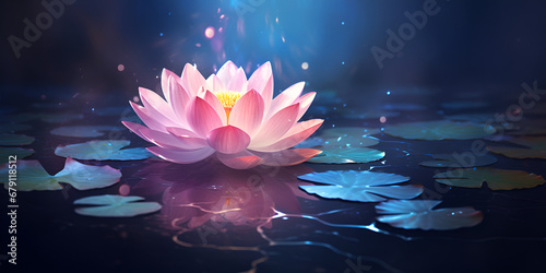 Beautiful pink lotus flower  The lotus is the flower we used to represent rebirth and spirituality in honor of Diwali day  Yoga m  ditation fleur de Lotus  fond d   cran  generative AI   