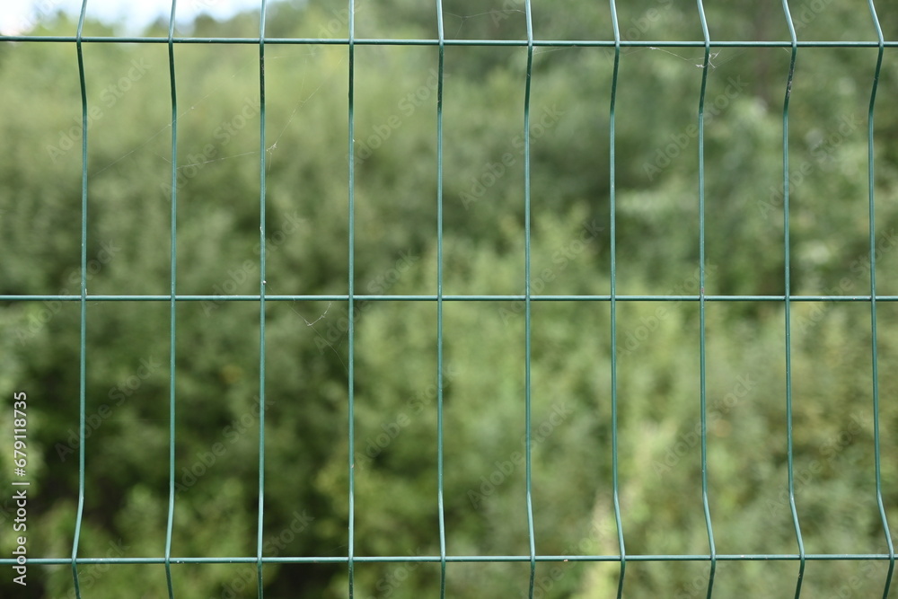 green mesh fence on the background of green nature, iron fence mesh close up, blurred city, city fences concept
green mesh fence on the background of green nature, iron fence mesh close up, blurred city, city fences concept