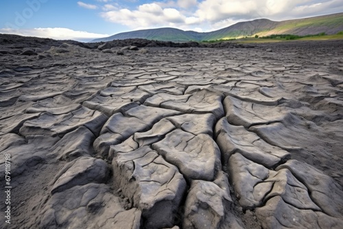 a cracked earth surface due to drought on an island