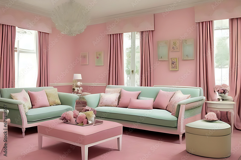 Creative Pastel Color Elegant Drawing Interior Design, Peculiar