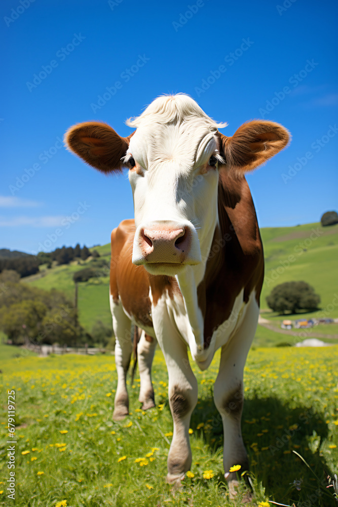 Tranquil Cow with Identification Tag in Pastoral Cattle Farm Setting