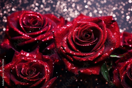 glitter roses wallpaper  copy space  generative ai