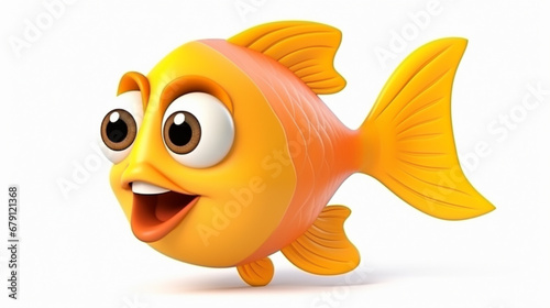 fish character isolated on white background. cute little magic fish isolated on white. generative ai