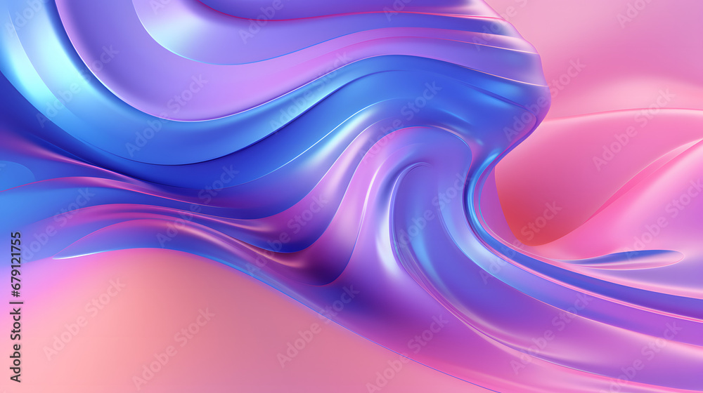 Naklejka premium Liquid shapes abstract holographic 3D wavy background. Genertaive Ai 