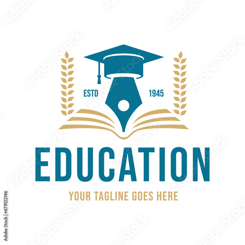 Education logo, education university and college school academy institute club logo. learning logo emblem style