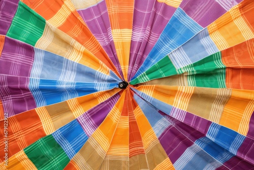 texture of brightly colored plaid parasol fabric