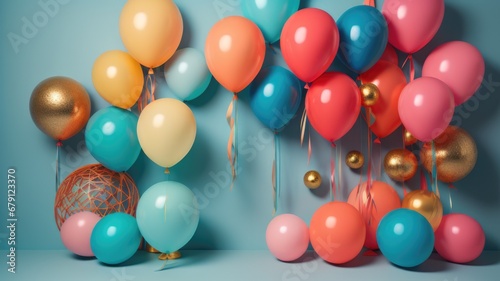 Group of colorful festive glossy balloons.