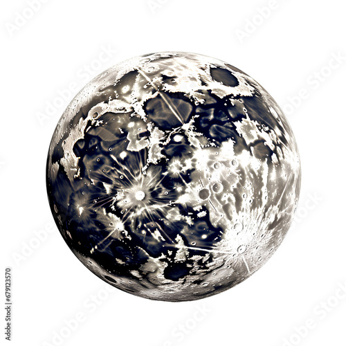 Moon  isolated on transparent background  PNG  300 DPI