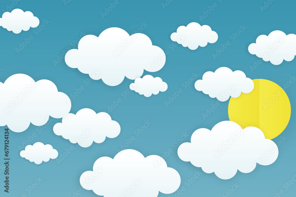 Cloud background in paper cut style