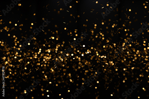 Golden Confetti on Black Background: Celebrate in Style