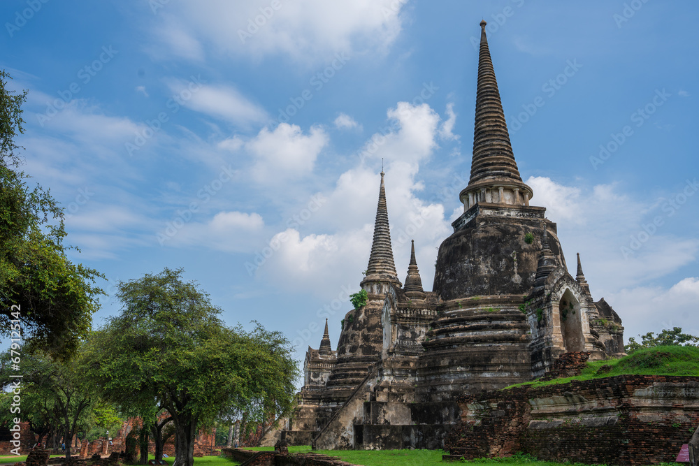 The Thai Temple Wat Phra Si Sanphet at the historical Park of Ayutthaya in Thailand Asia The Thai Temple Wat Phra Si Sanphet at the historical Park of Ayutthaya in Thailand Asia