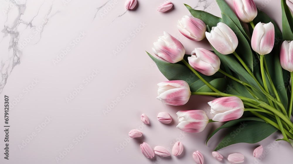 Tulips Flowers White Pink On Grey, HD, Background Wallpaper, Desktop Wallpaper