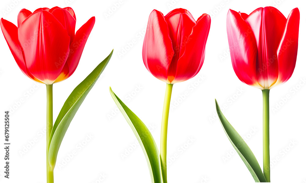 Red tulips on a transparent background