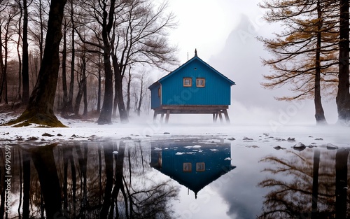 Frozen Tranquility A Winter Morning in the Carpathians ai geneated photo