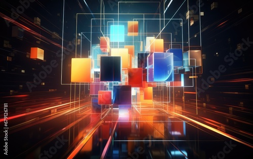 Abstract 3d render, A Journey Through Mesmerizing 3D Abstract Creations, With vibrant colors and beautiful backgrounds, Generative AI © Long