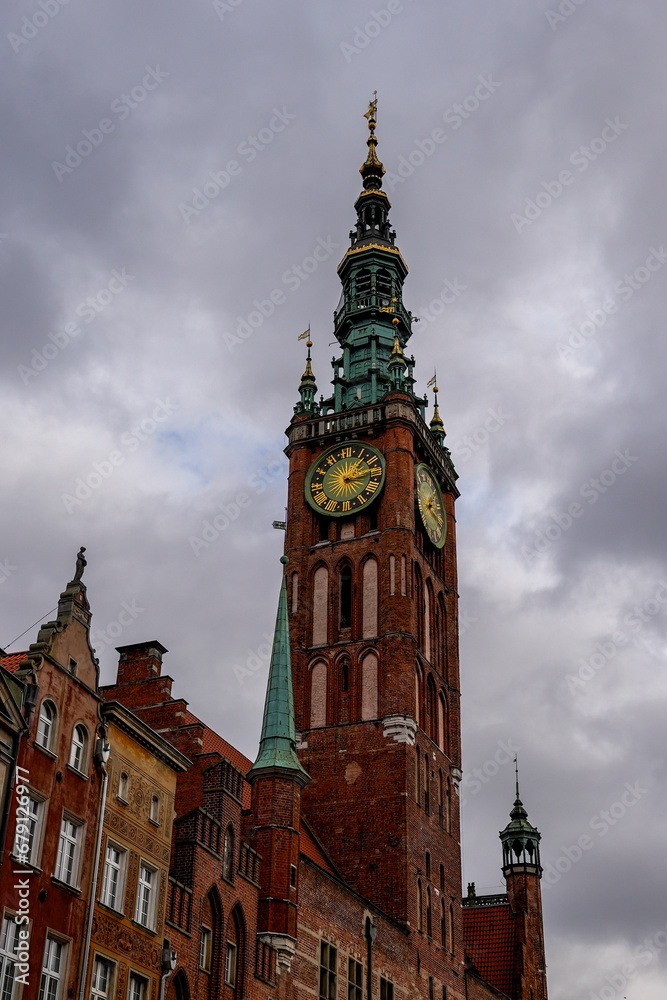 Dluga Street, tower, historical building, Gdansk, Poland,