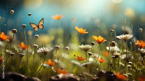 Wild Flowers Clover Butterfly Meadow Nature, HD, Background Wallpaper, Desktop Wallpaper © Moon Art Pic