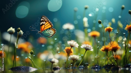 Wild Flowers Clover Butterfly Meadow Nature, HD, Background Wallpaper, Desktop Wallpaper