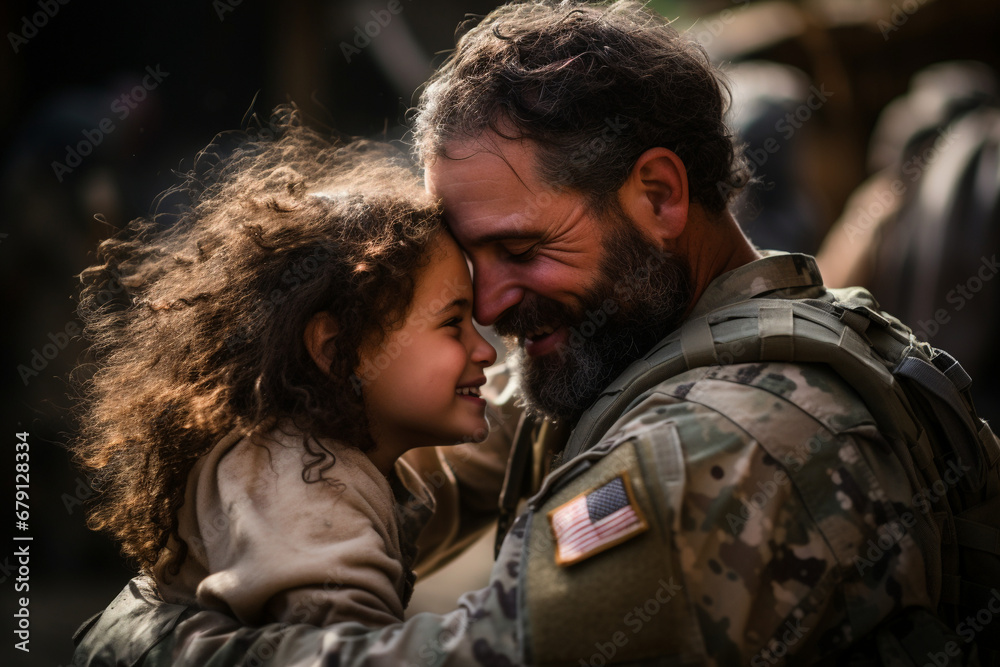 Embracing Love: Heartfelt Military Reunion of Father and Daughter