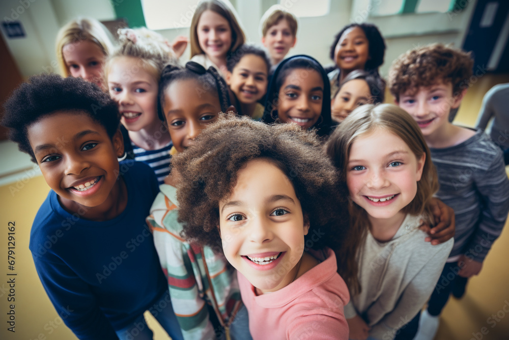 Cheerful Classroom: Kids Unite for a Co-Ed School Selfie Cheerful Classroom: Kids Unite for a Co-Ed School Selfie