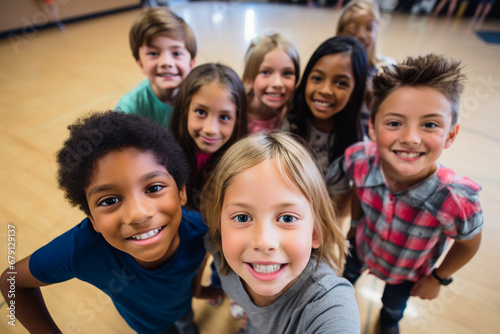 School Spirit Snapshot  Elementary Class Bonds in Co-Ed Group Selfie