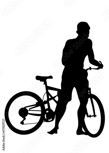 Sport people whit bike on white background