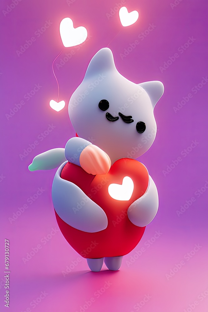 Lamps with glowing hearts, Background for valentine love with Character Cartoon
