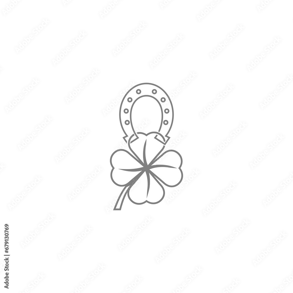 Horseshoe and clover logo icon isolated on transparent background