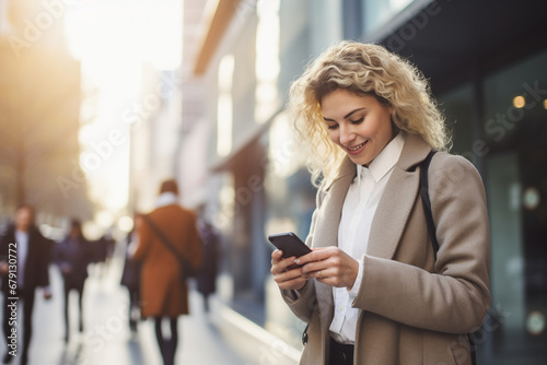 Urban Connection: Joyful Businesswoman Engrossed in Text on Commute Free Download Urban Connection: Joyful Businesswoman Engrossed in Text on Commute - GFXLoad