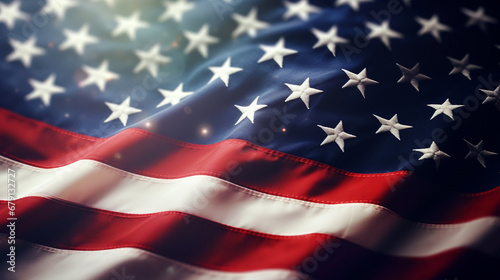 American flag waving in the wind. Flag USA as a patriotic background photo