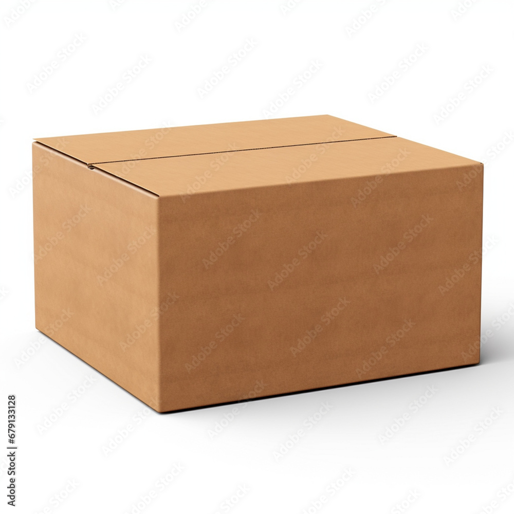 Brown box isolated on white background. Generative AI Brown box isolated on white background. Generative AI