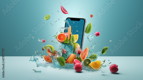 fruits with smartphones 