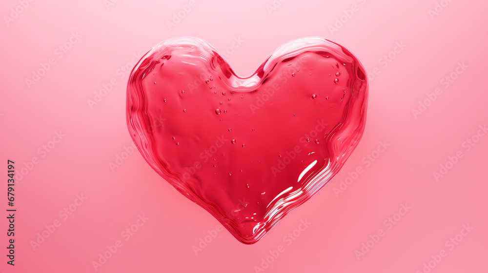 Pink liquid transparent heart. 